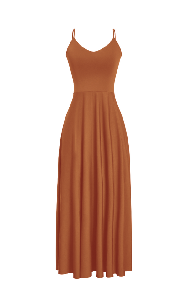 VESTIDO LARGO CAMEL